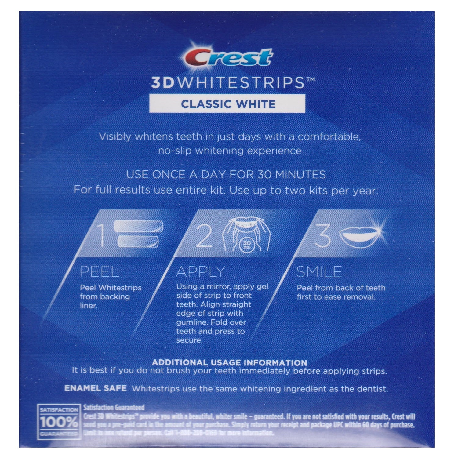 Crest 3D Dental Whitening Kit Classic White Whitestrips 10 Treatments - Image 3