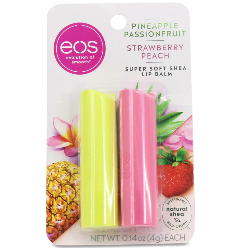 Eos 2-Pack Pineapple Passionfruit & Strawberry Peach Super Soft Shea Lip Balm Sticks - Image 4
