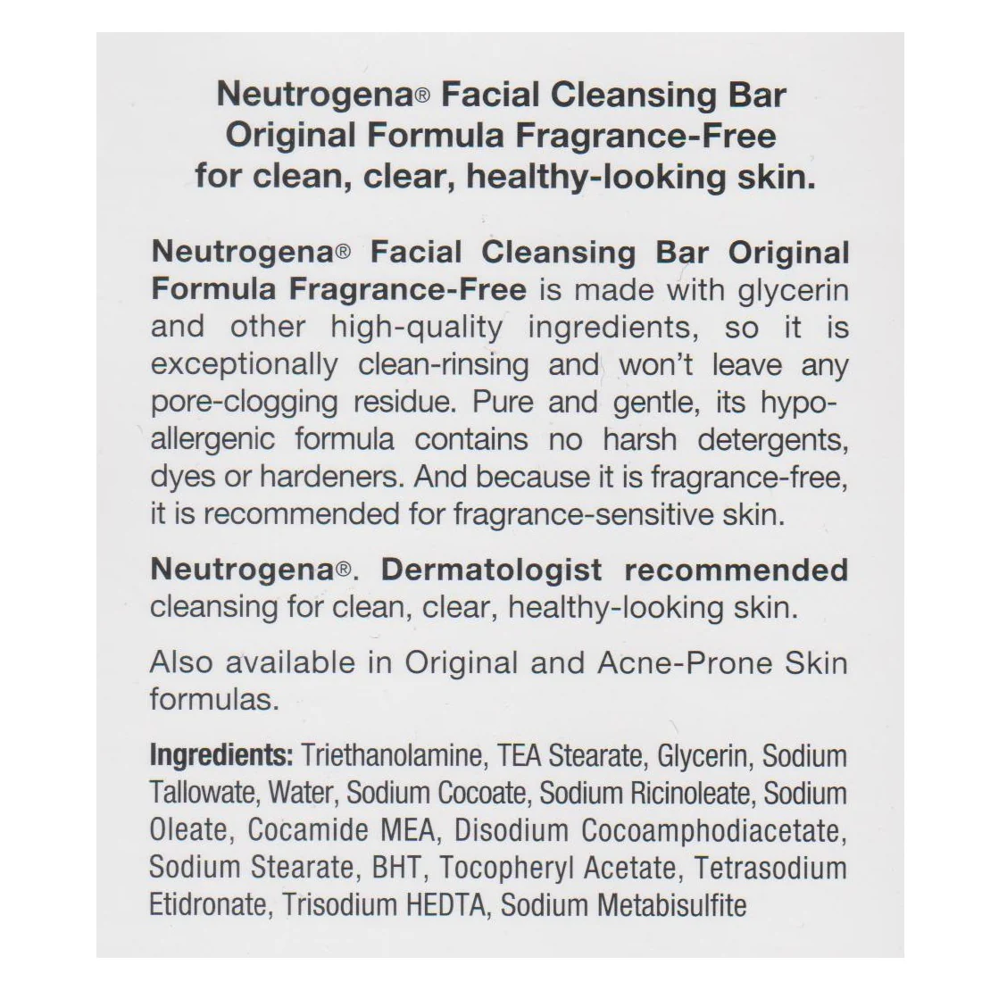 Neutrogena 100g Fragrance Free Transparent Facial Bar - Image 3